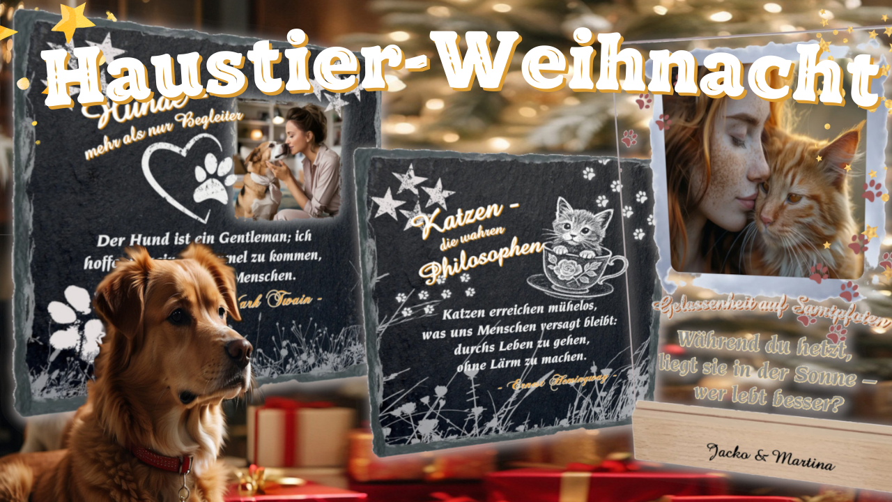 zusammenstellung-weihnachtsgeschenke-fuer-hundebesitzer-und-katzenliebhaber-personalisiertes-acrylglas-mit-foto-und-spruch-schieferplatten-zum-selbst-gestalten-mit-foto-und-text