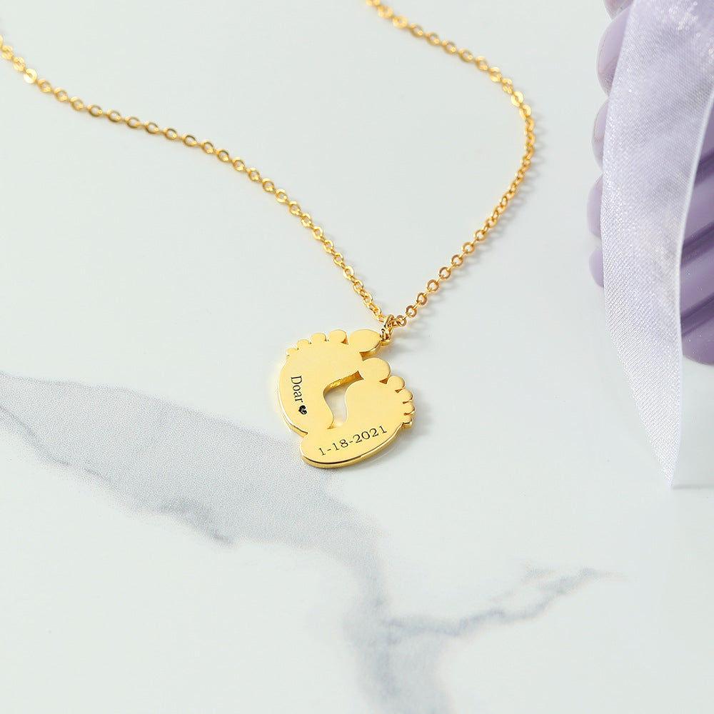 Halskette für Taufe/Geburt 925er Silber vergoldet "Fußabdruck" - Greez24