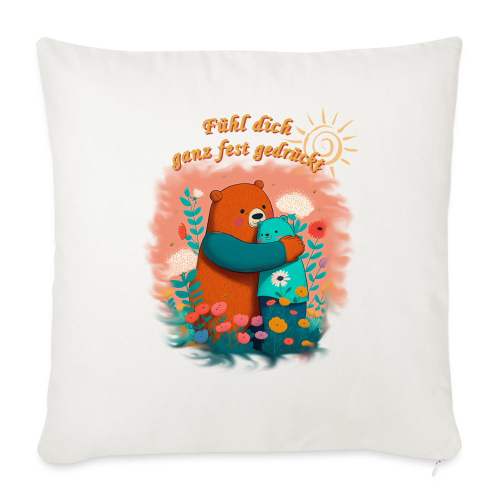 Sofakissen mit Füllung 44 x 44 cm "Fühl dich gedrückt" - Naturweiß