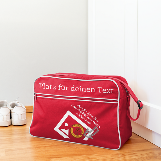 Stylische Retro-Tasche Rot/Weiß - personalisierbar - Rot/Weiß