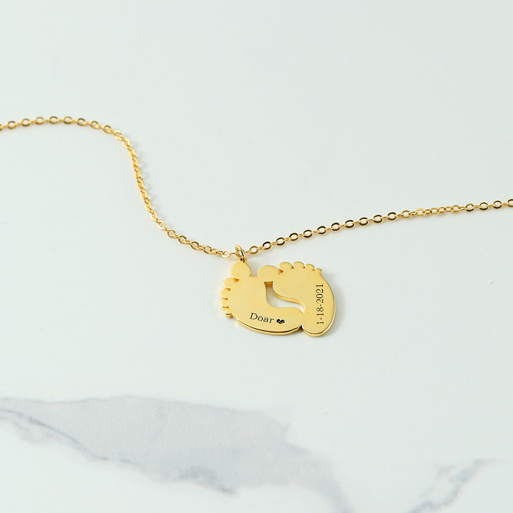 Halskette für Taufe/Geburt 925er Silber vergoldet "Fußabdruck" - Greez24