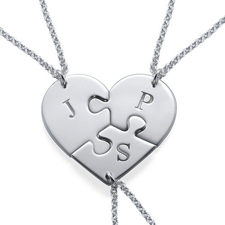 Halskette "3 Puzzleteile" 925er Silber mit Initialen - Greez24