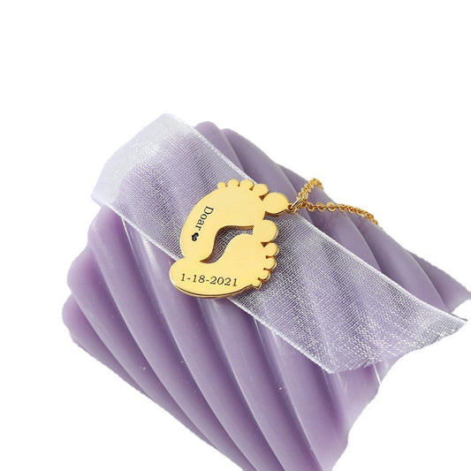 Halskette für Taufe/Geburt 925er Silber vergoldet "Fußabdruck" - Greez24