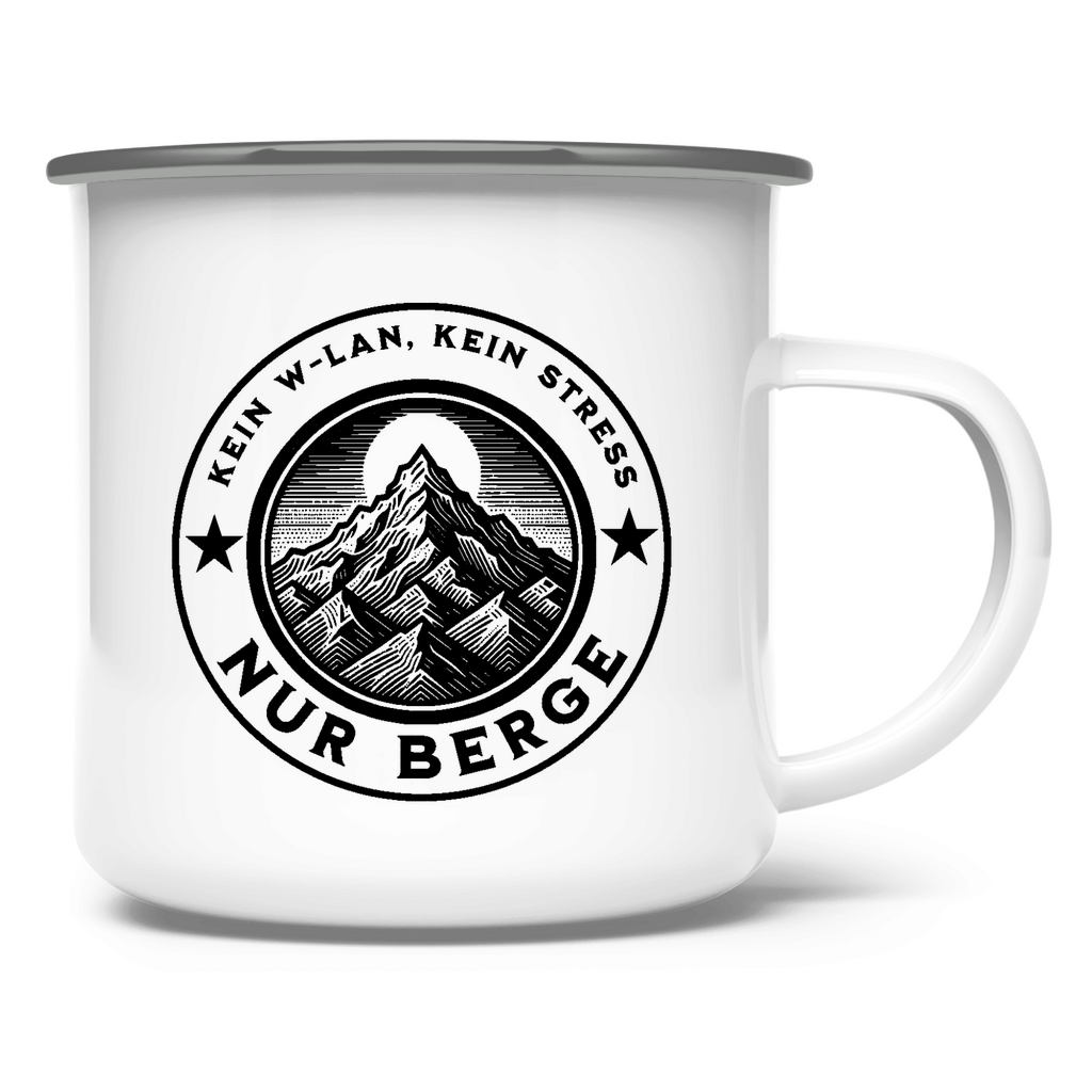 Emaille-Tasse „Nur Berge“ – Dein Begleiter für Offline-Abenteuer - Greez24