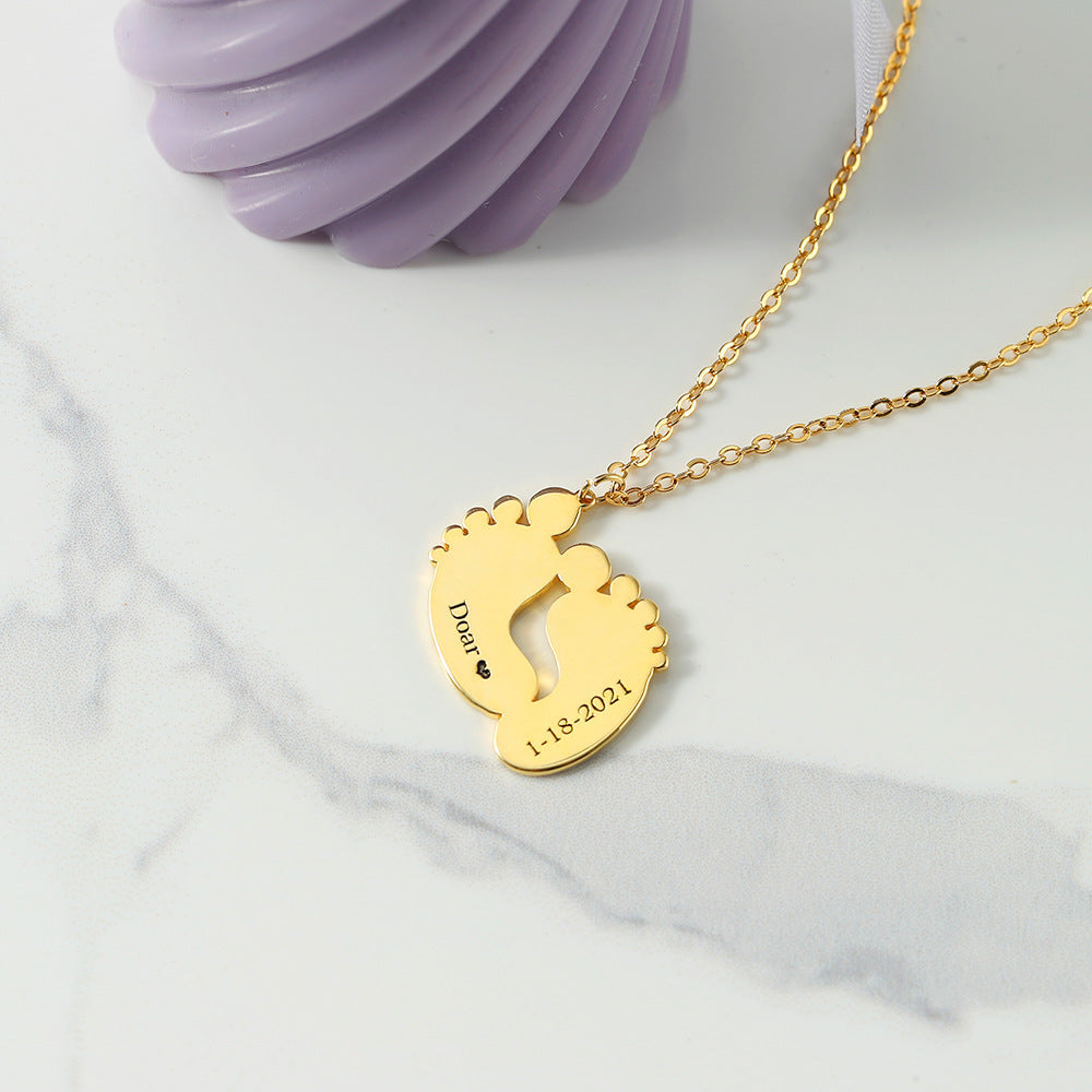 Halskette für Taufe/Geburt 925er Silber vergoldet "Fußabdruck" - Greez24