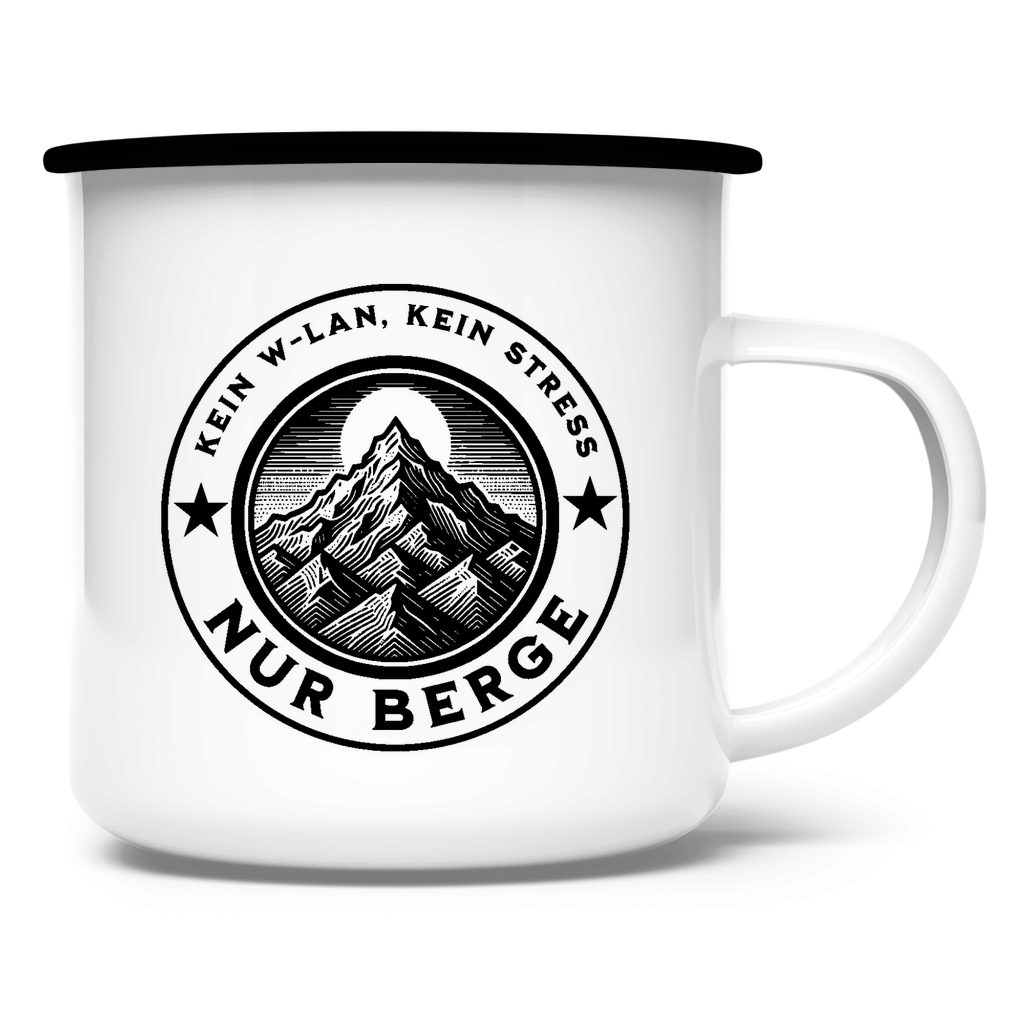 Emaille-Tasse „Nur Berge“ – Dein Begleiter für Offline-Abenteuer - Greez24