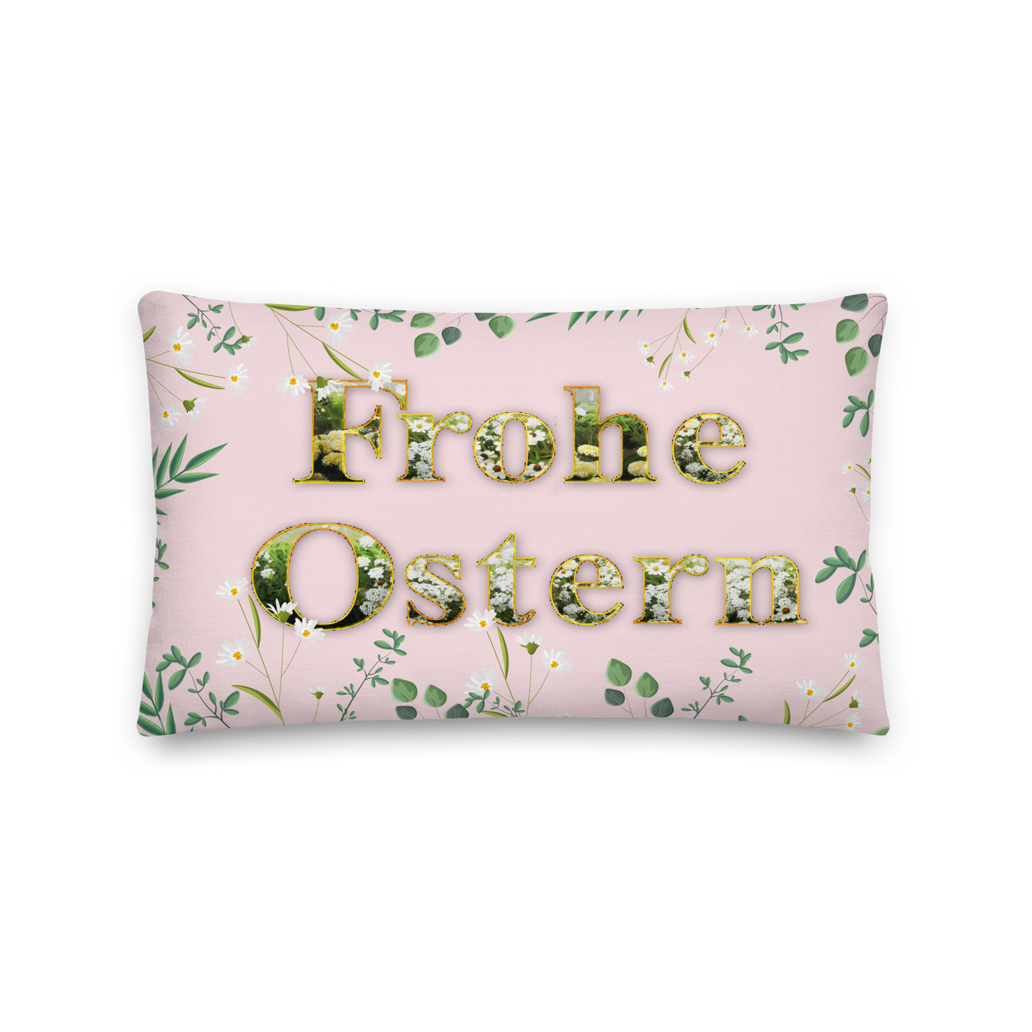 Premium-Dekokissen mit Hasen-Motiv, gemütliche Ostergrüße - Greez24