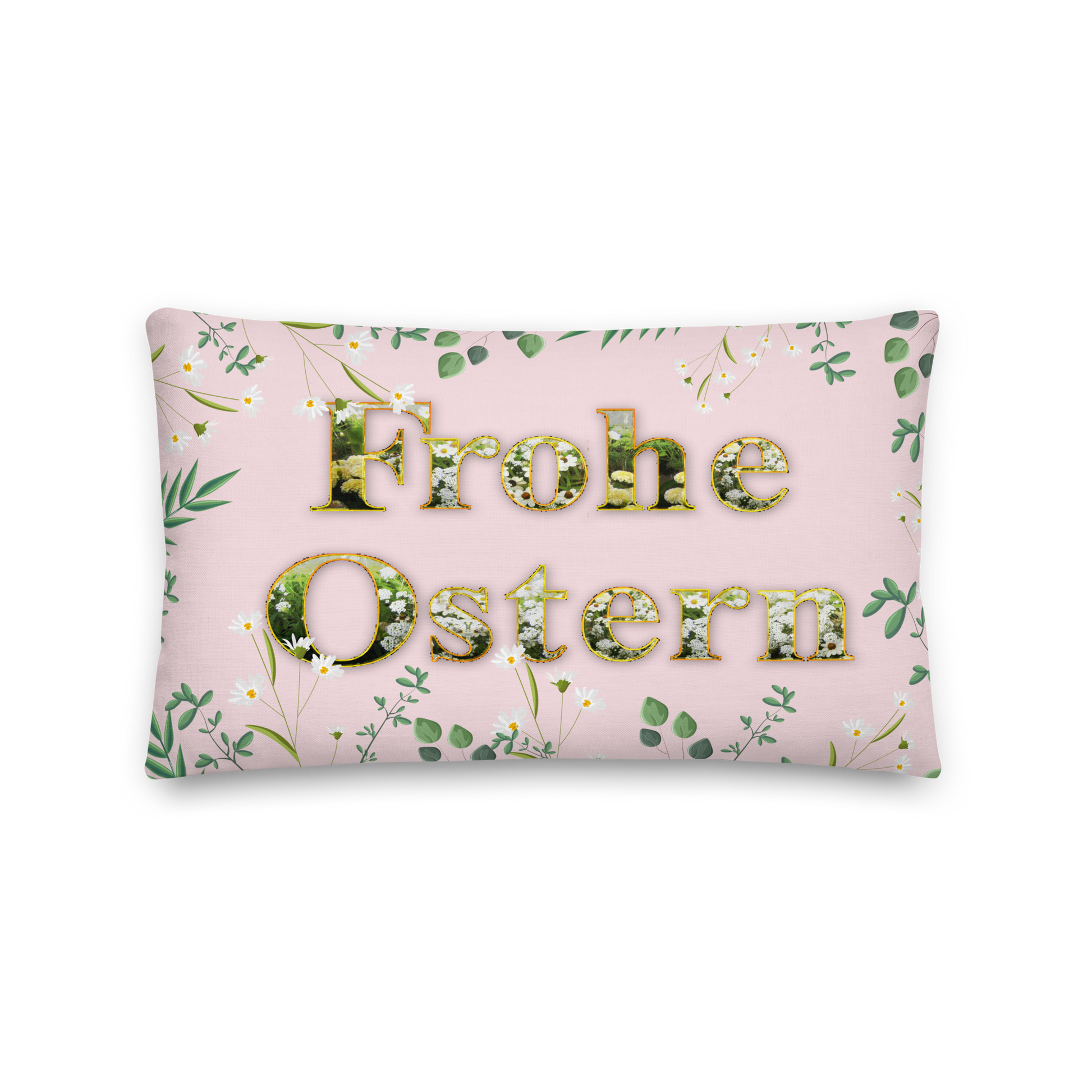 Premium-Dekokissen mit Hasen-Motiv, gemütliche Ostergrüße - Greez24