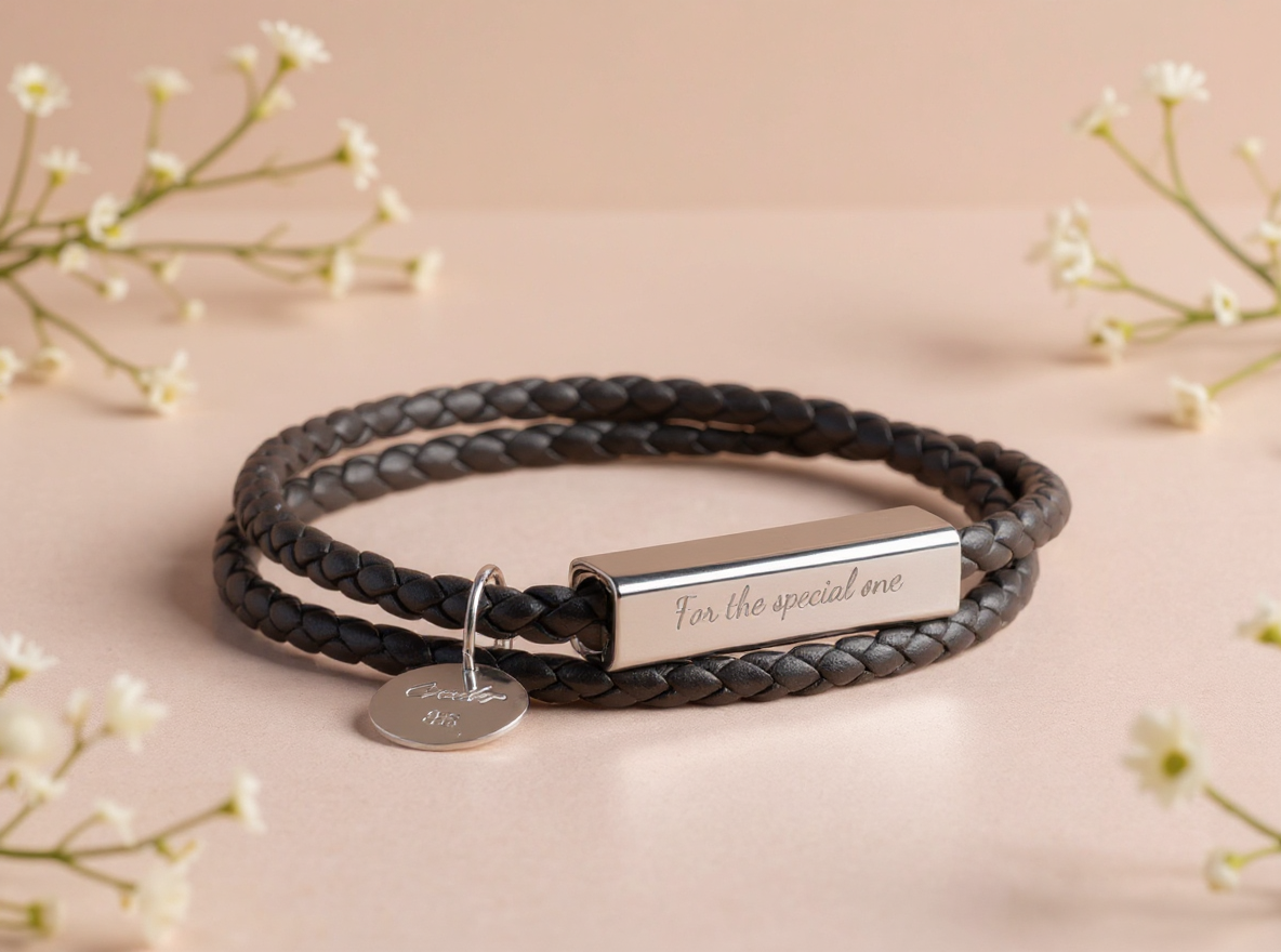 armband-silbernen-anhaenger-graviert-mit-echtleder-band