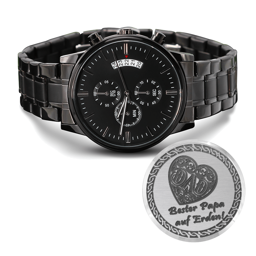 Gravierte Herrenuhr "Bester Papa" – Ein Geschenk mit Herz - Greez24