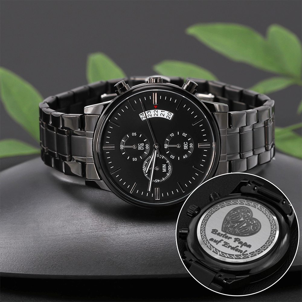 Gravierte Herrenuhr "Bester Papa" – Ein Geschenk mit Herz - Greez24