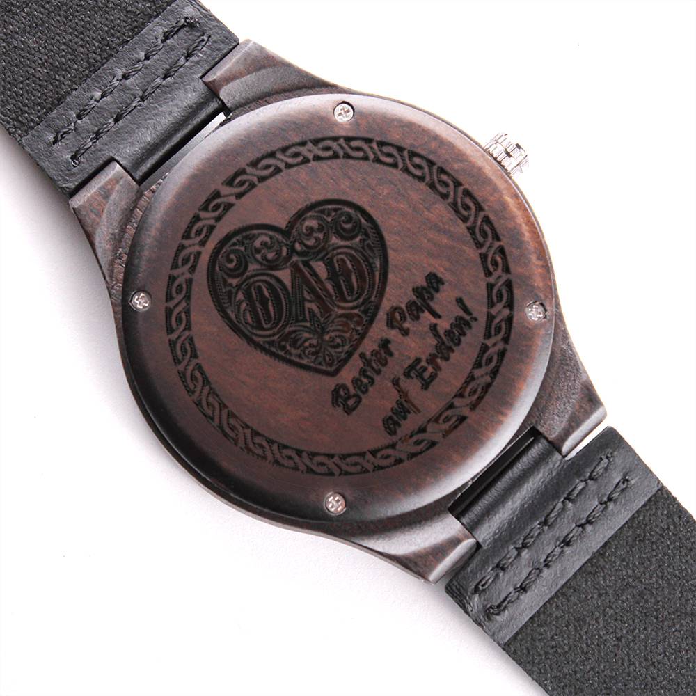 Gravierte Holzuhr "Bester Papa" – stilvolle Herren Armbanduhr - Greez24