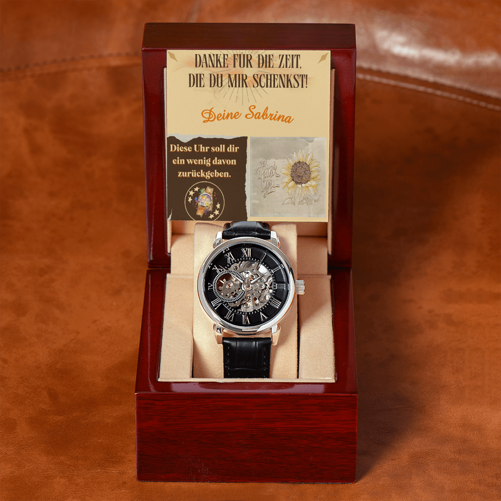 Luxus Armbanduhr „Großes Dankeschön“ mit personalisierbarer Dankeskarte - Greez24