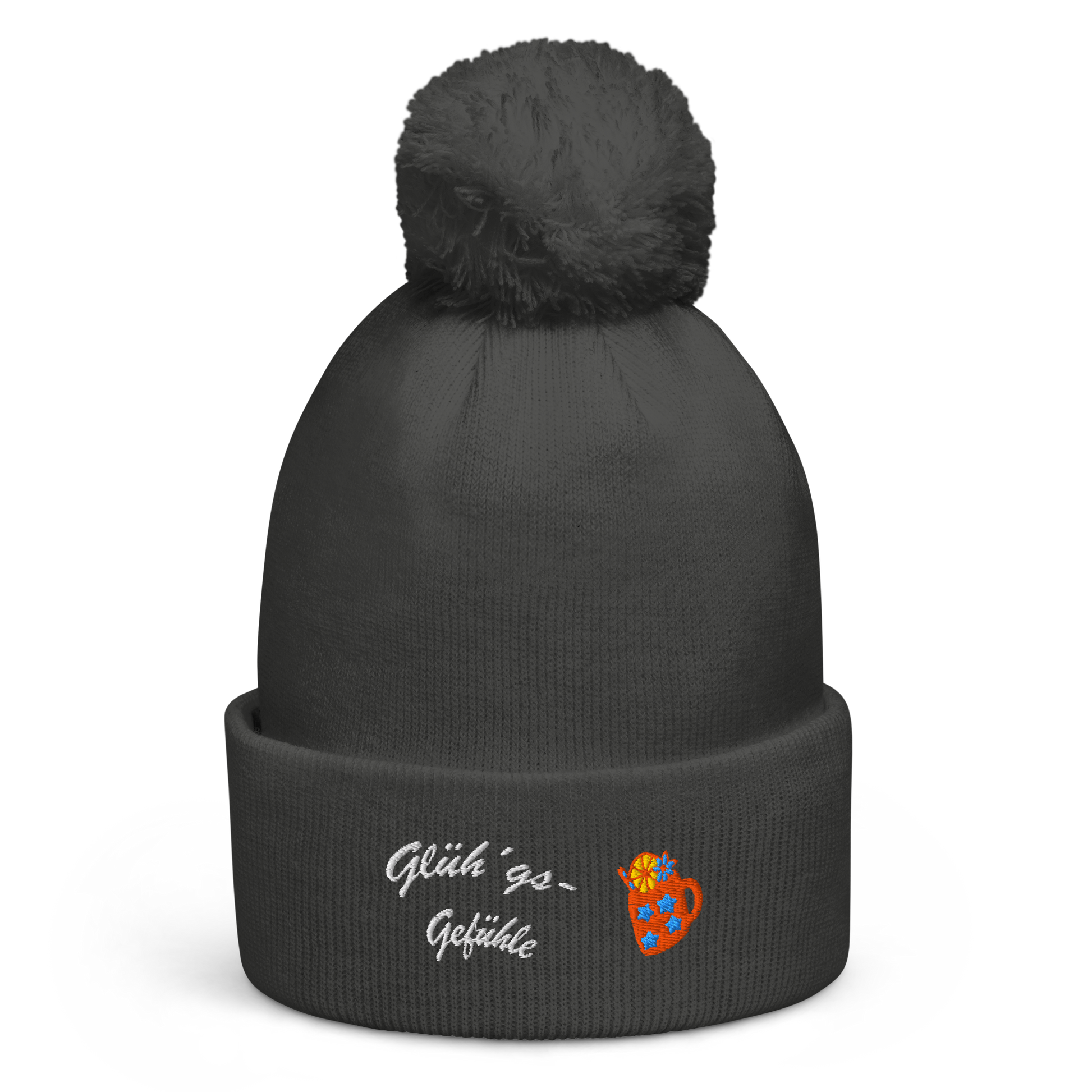 bestickte-beanie-grau-mit-bund-und-bommel-motiv-gluehweintasse-und-schriftzug-gluehgs-gefuehle