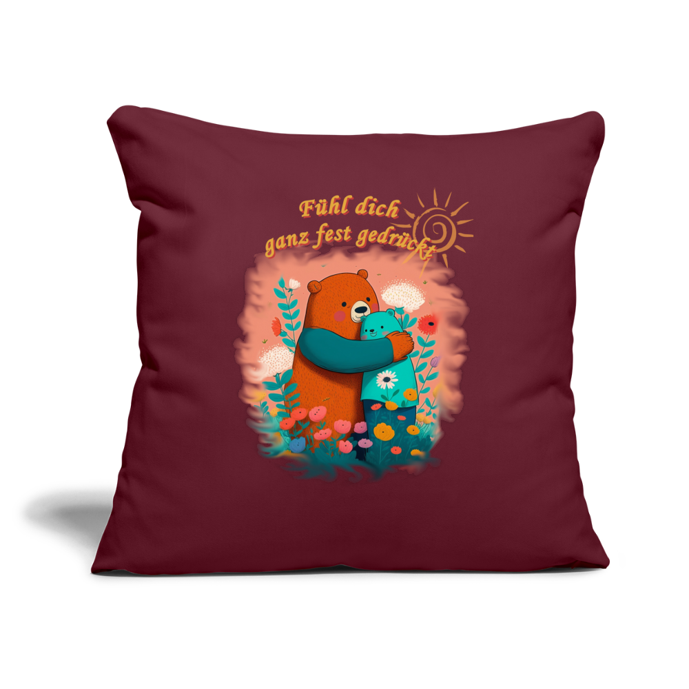 Sofakissen mit Füllung 44 x 44 cm "Fühl dich gedrückt" - Burgunderrot