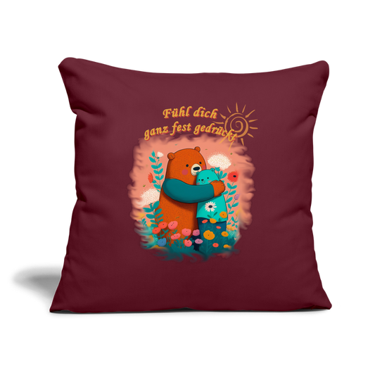Sofakissen mit Füllung 44 x 44 cm "Fühl dich gedrückt" - Burgunderrot