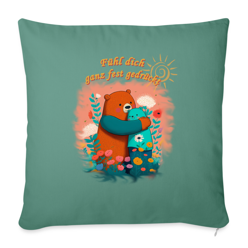 Sofakissen mit Füllung 44 x 44 cm "Fühl dich gedrückt" - Tanngrün