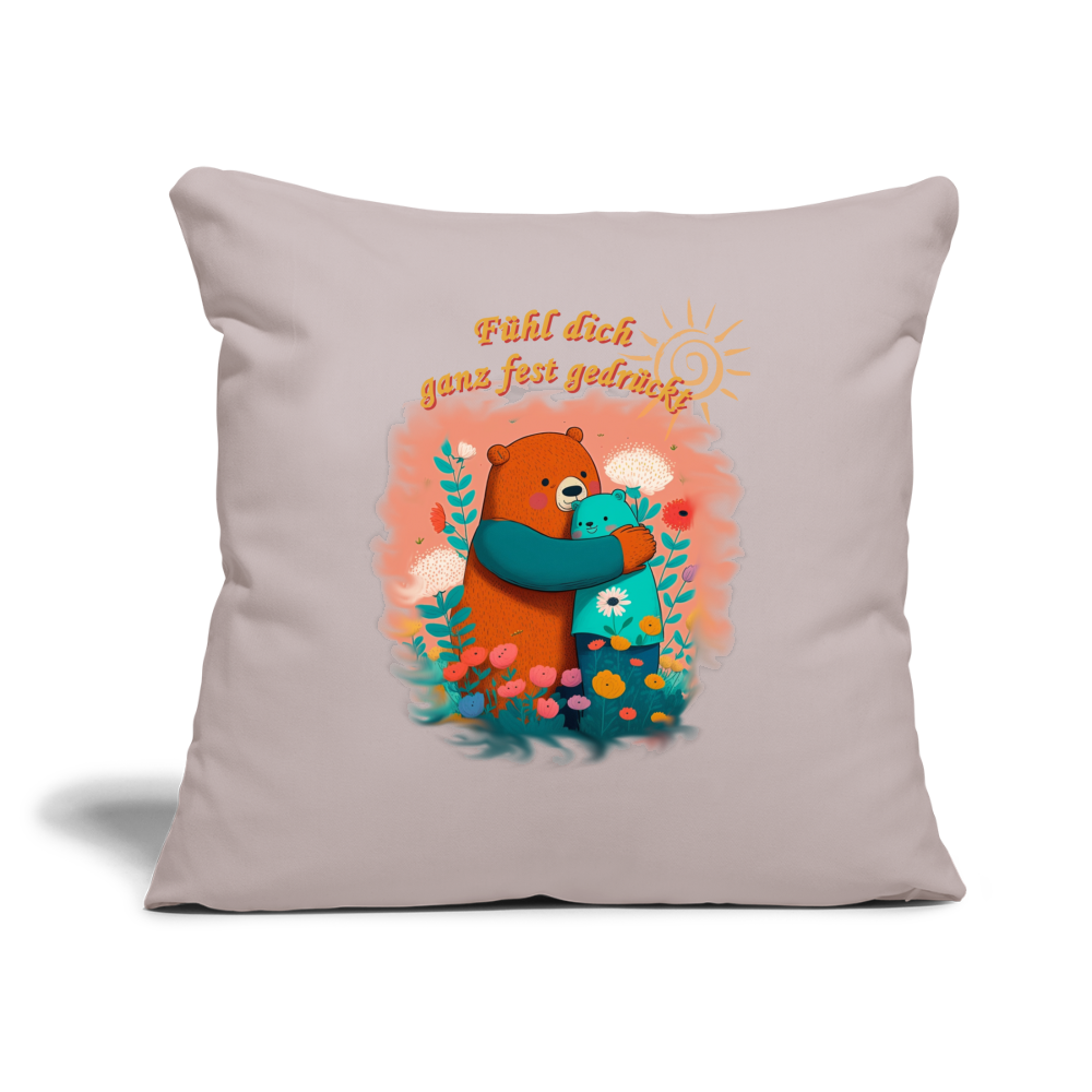 Sofakissen mit Füllung 44 x 44 cm "Fühl dich gedrückt" - helles Taupe
