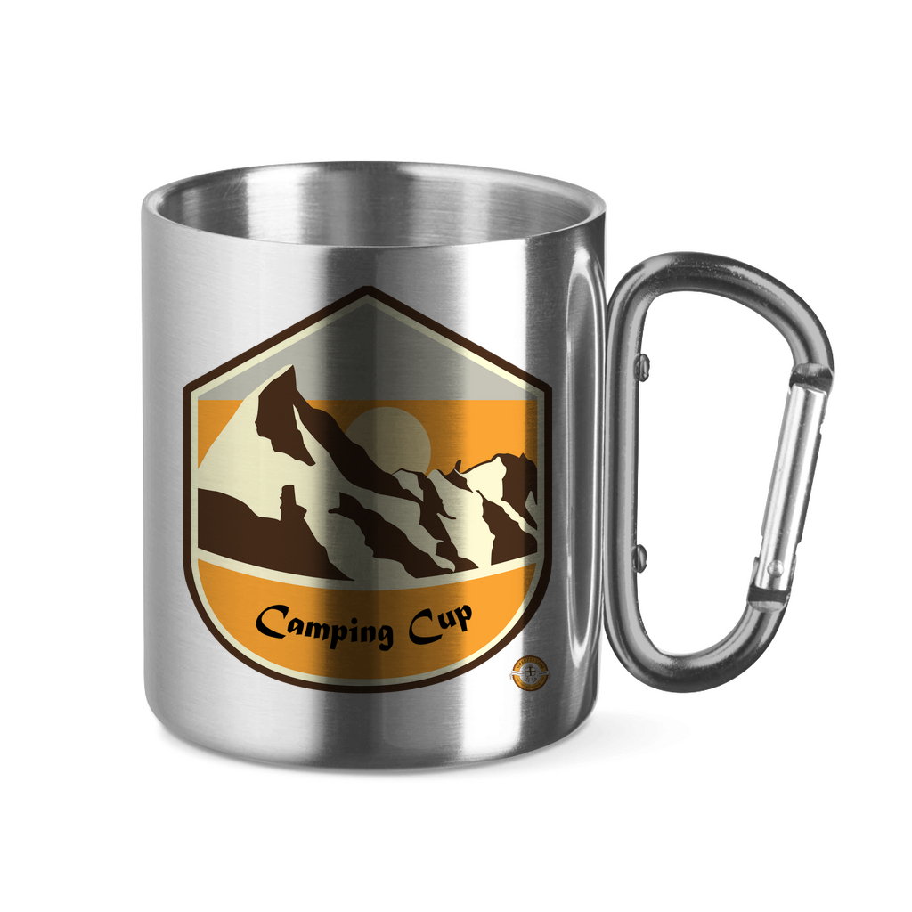 Edelstahltasse mit Karabinergriff "Camping Cup" - Greez24