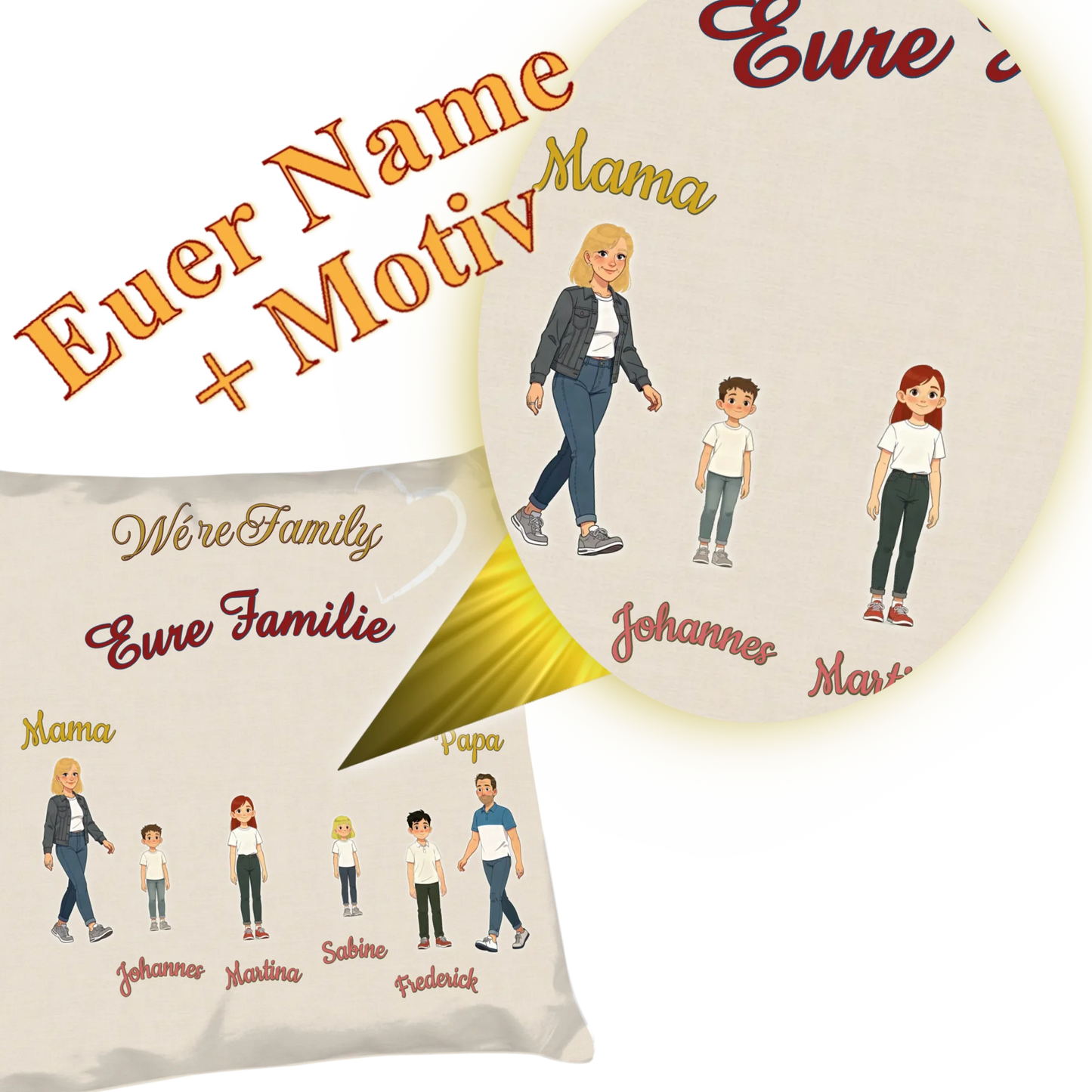 kissen-familie-vorderseite-detailansicht-personalisierte-cartoon-familie