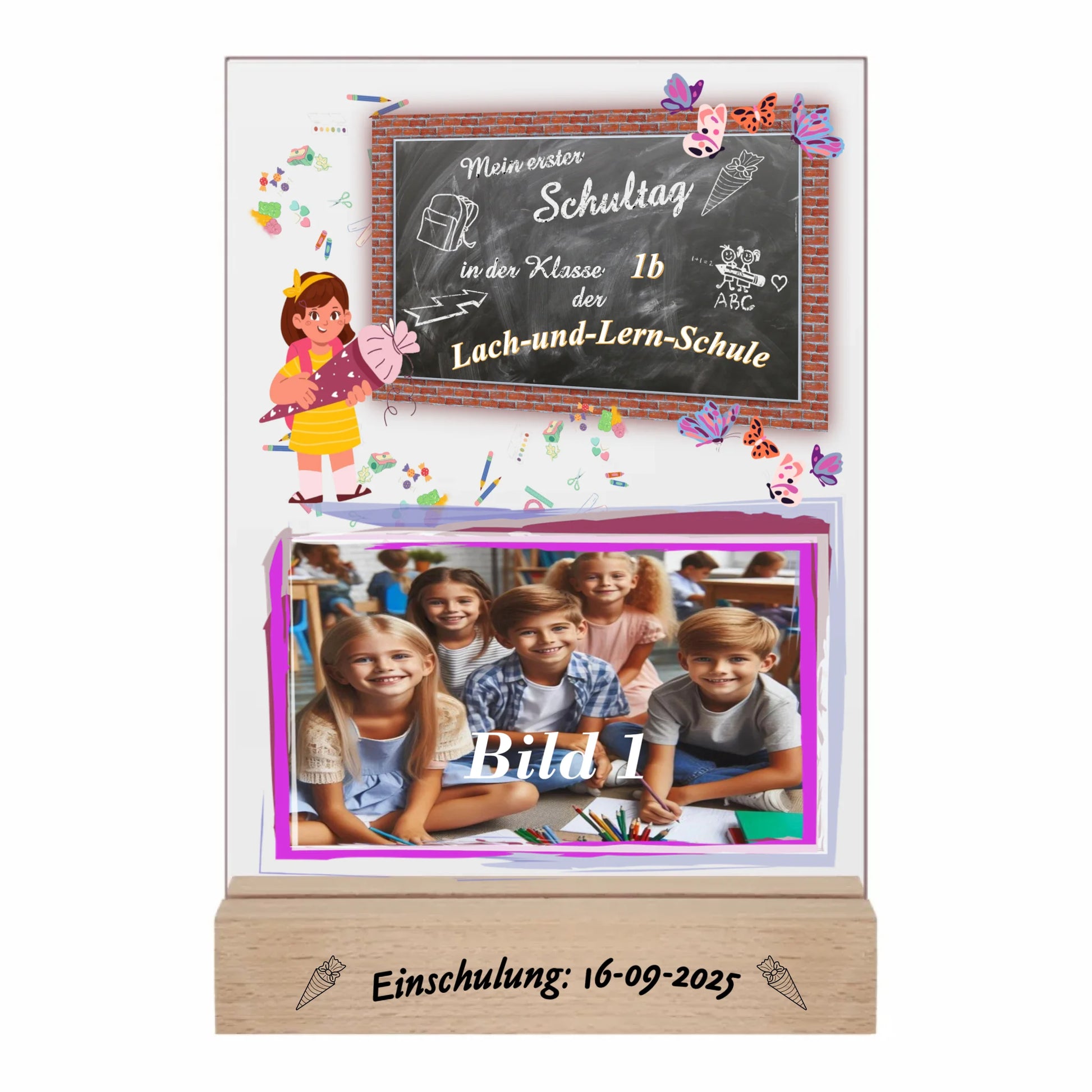 personalisierter-fotoaufsteller-15x20cm-mit-foto-name-der-schule-und-der-klasse-mit-graviertem-standfuß-mit-einschulungsdatum