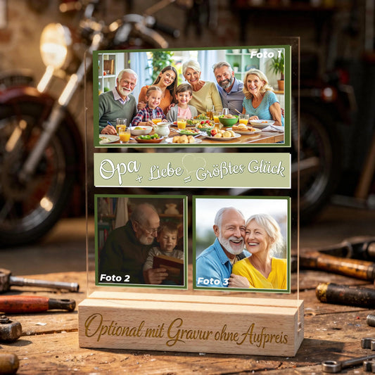 geschenk-für-opa-personalisiertes-acrylglas-mit-fotocollage-aus-3-bildern-mit-schriftzug-opa-plus-liebe-ist-gleich-größtes-glück