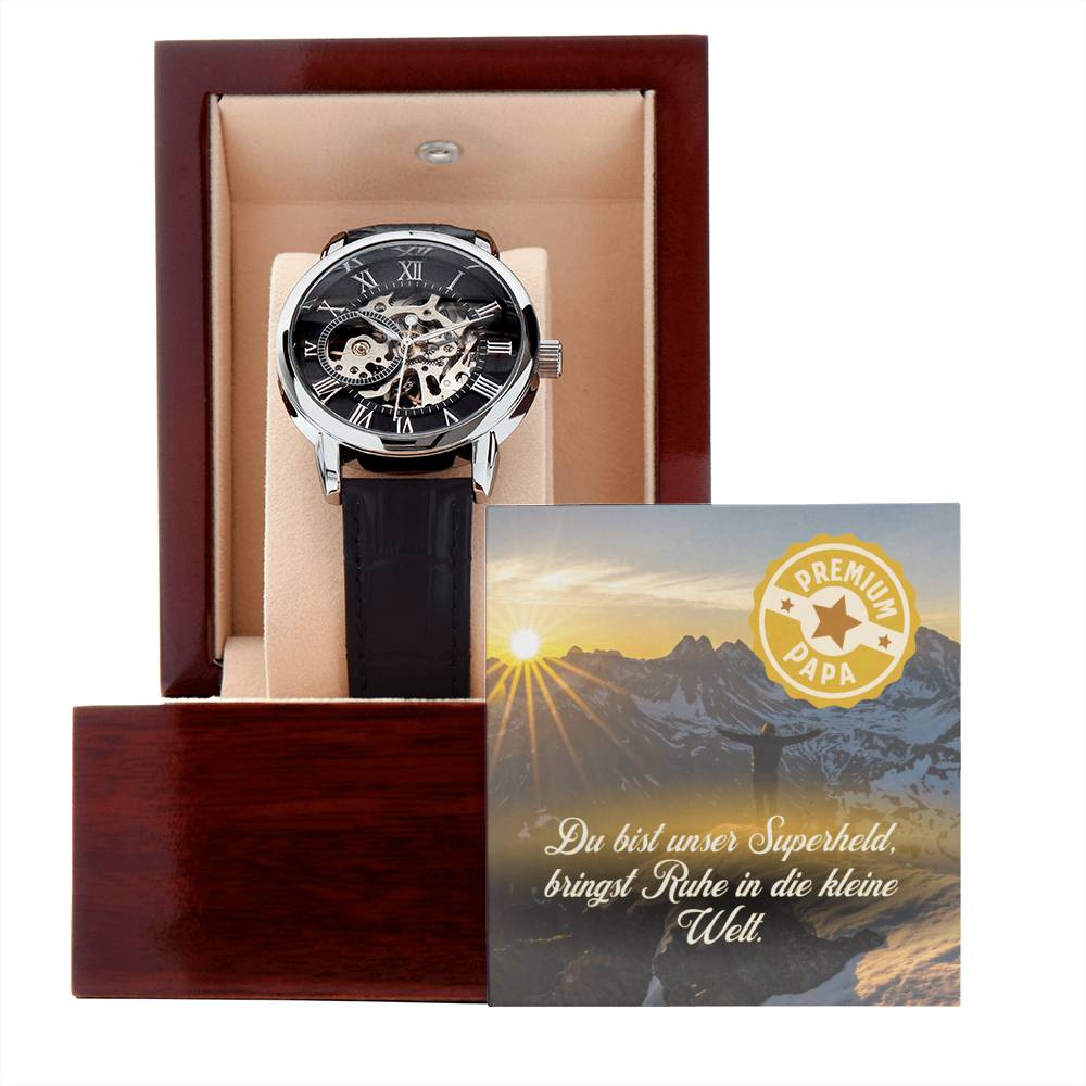 Herren Armbanduhr Automatik mit Grußkarte Premium Papa - Greez24