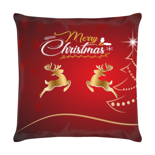 kissen-40x40-cm-rot-wichtelgeschenk-vorderseite-mit-zwei-goldenen-rentieren-darueber-der-schriftzug-merry-christmas-am-rechten-rand-ist-die-silouette-eines-weihnachtsbaums-zu-sehen
