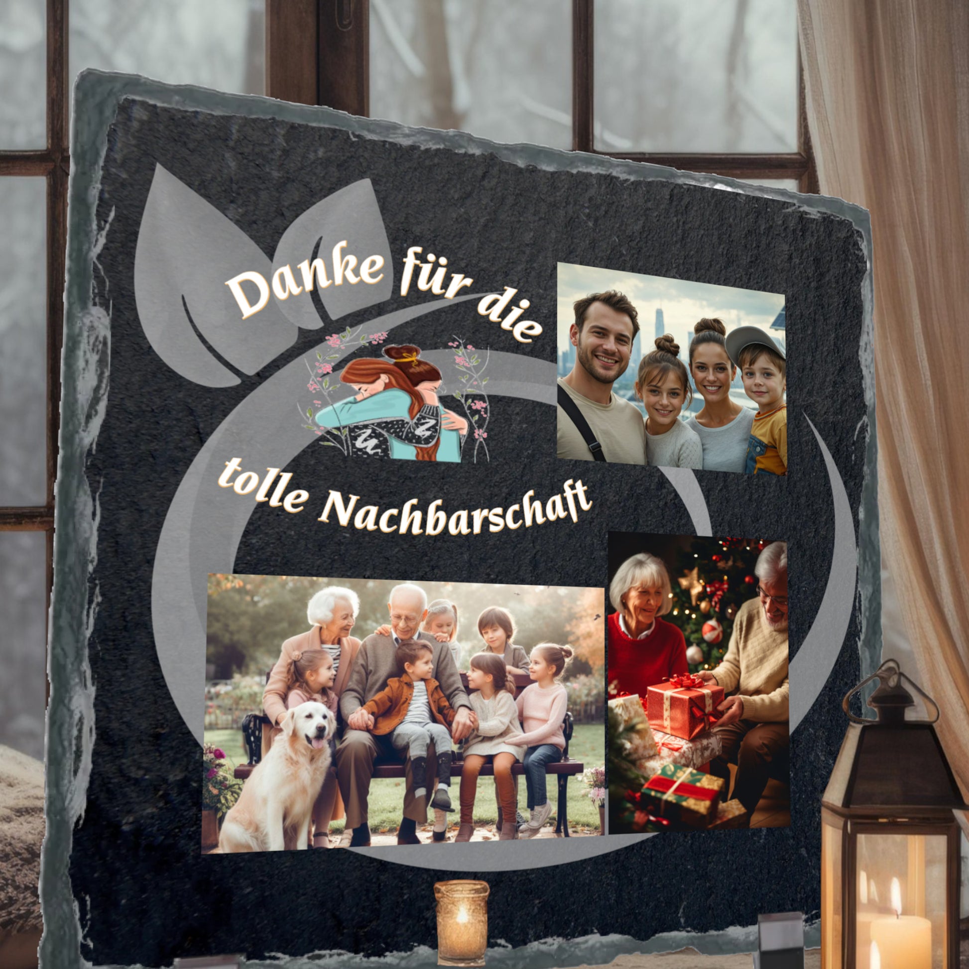 personalisierte-schieferplatte-15x15cm-schwarz-nikolausgeschenk-nachbarn-mit-drei-fotos-und-ausgewählten-motiv-mit-personaliserbaren-schriftzug