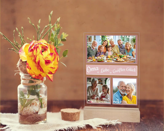 oma-geschenk-personalisiert-acrylglas-mit-fotocollage-aus-3-bildern-und-schriftzug-oma-plus-liebe-ist-gleich-größtes-glück