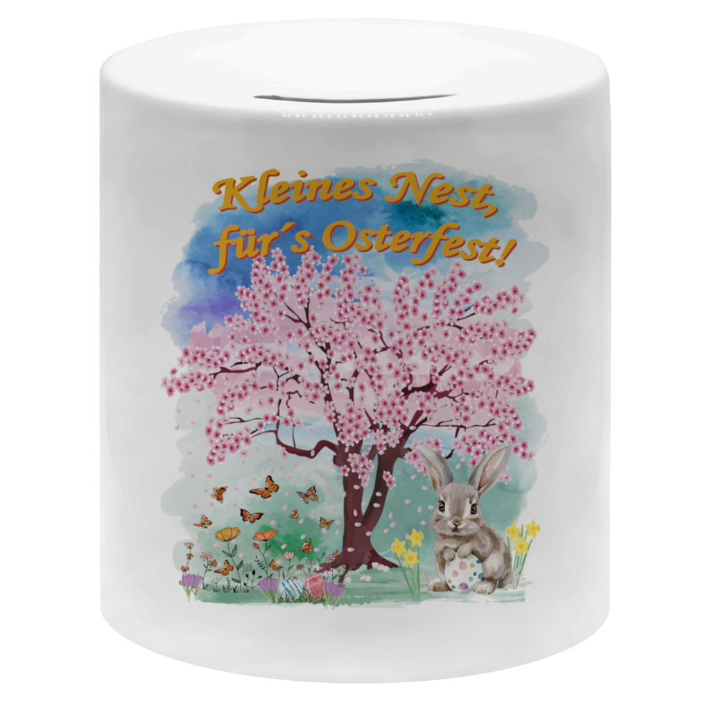 spardose-weiß-mit-buntem-motiven-zu-ostern-kirschblüten-osterhase-schmetterlinge-blumen