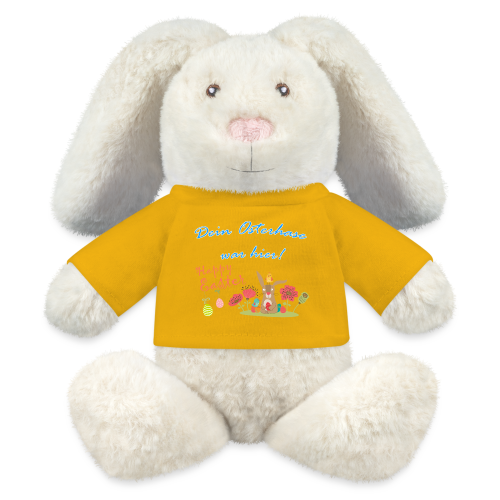 stofftier-hase-mit-gelbem-shirt-mit-lustigem-hasenmotiv-und-aufschrift-dein-osterhase-war-hier
