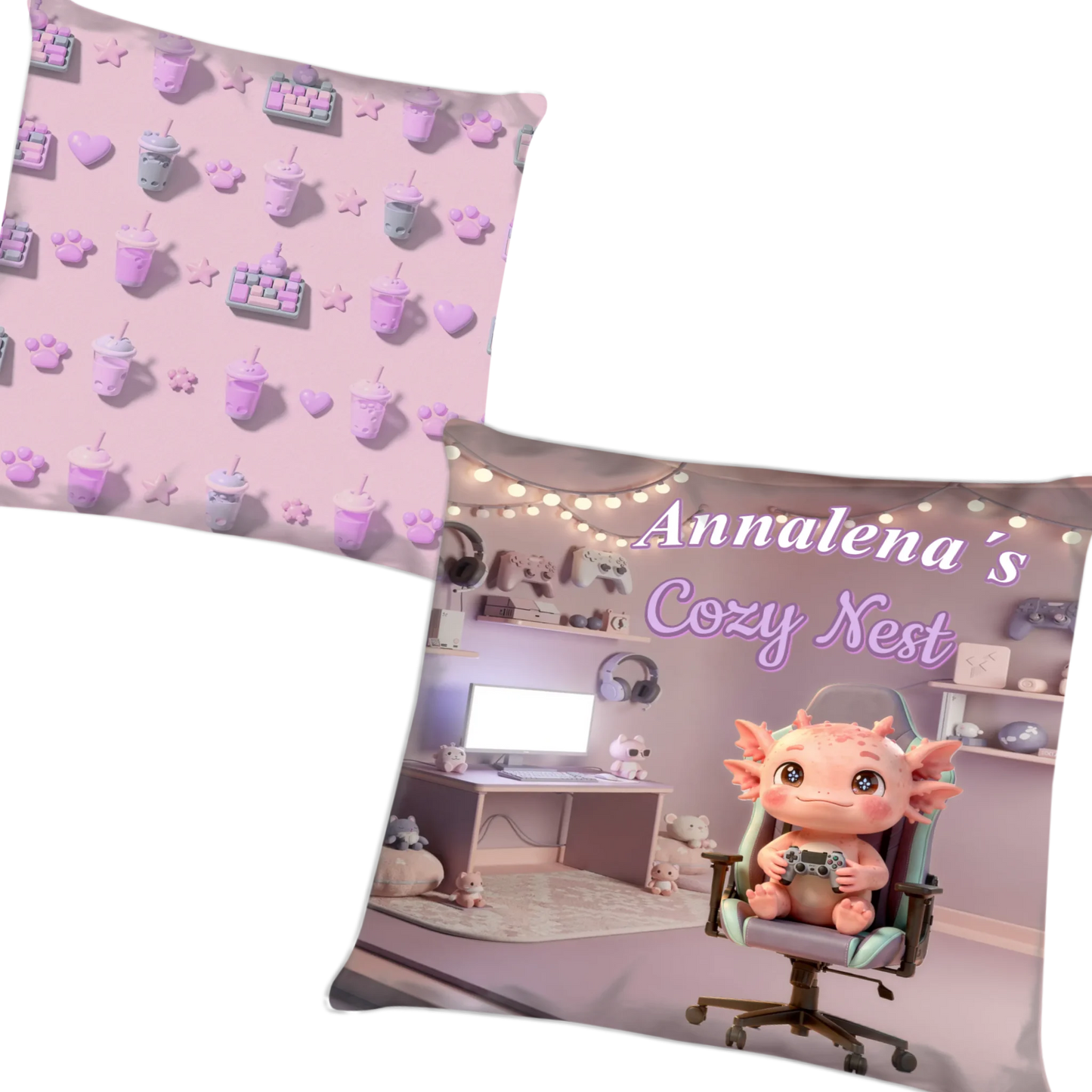 produkt-mockup-des-suessen-gamer-kissens-40x40-in-pastell-rosa-mit-auswaehlbaren-tier-designs