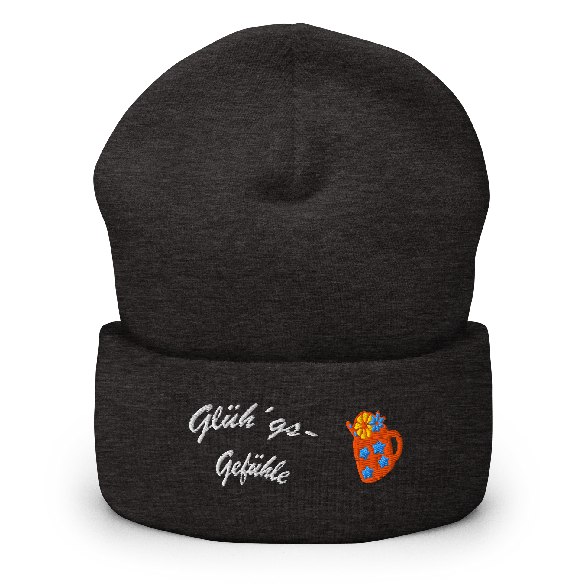 muetze-mit-breitem-bund-dunkelgrau-bestickt-mit-motiv-gluehweintasse-und-schriftzug-gluehgs-gesfuehle