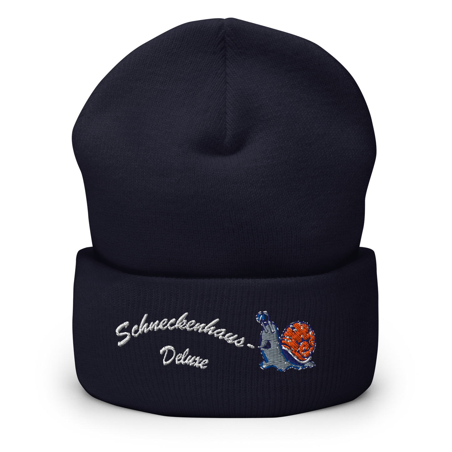 muetze-mit-breitem-bund-navy-bestickt-mit-motiv-lustige-schnecke-und-schriftzug-schneckenhaus-deluxe