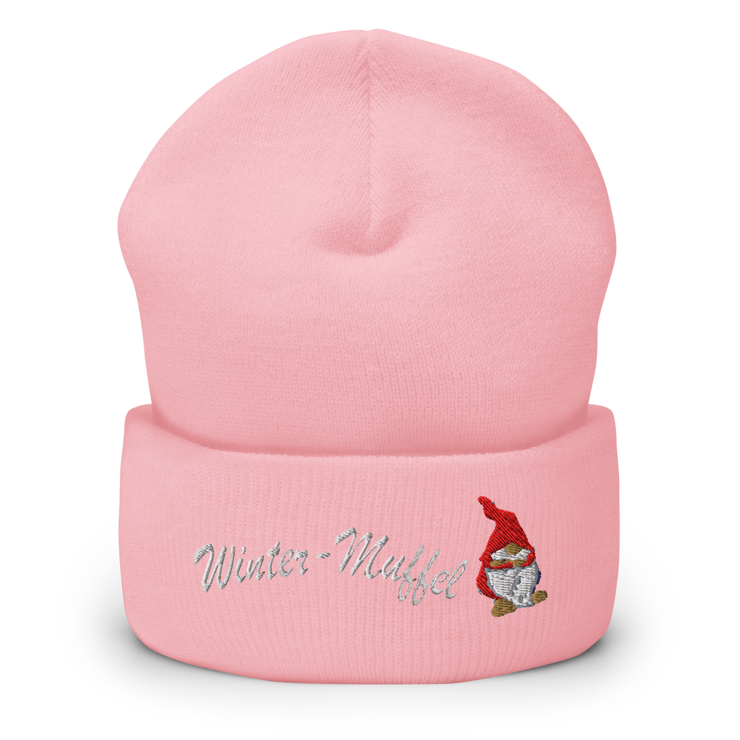 muetze-mit-breitem-bund-pink-bestickt-mit-motiv-witzigem-wichtel-und-schriftzug-winter-muffel