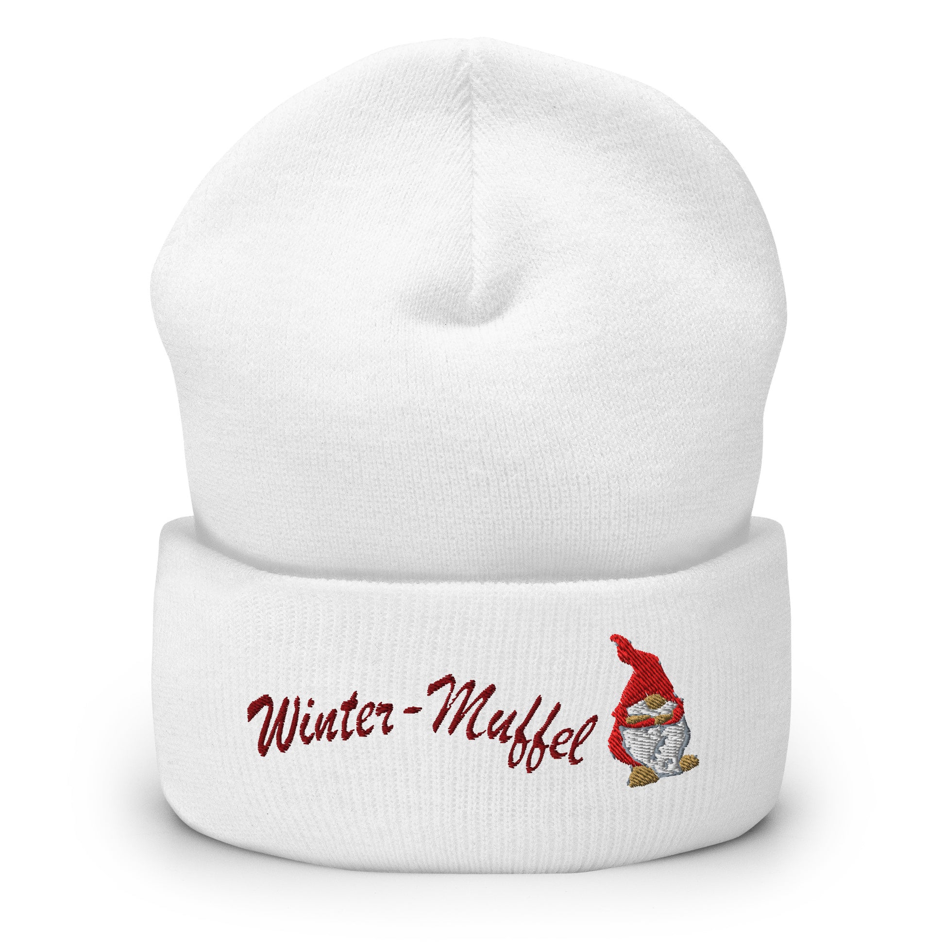 muetze-mit-breitem-bund-weiss-bestickt-mit-motiv-witzigem-wichtel-und-schriftzug-winter-muffel