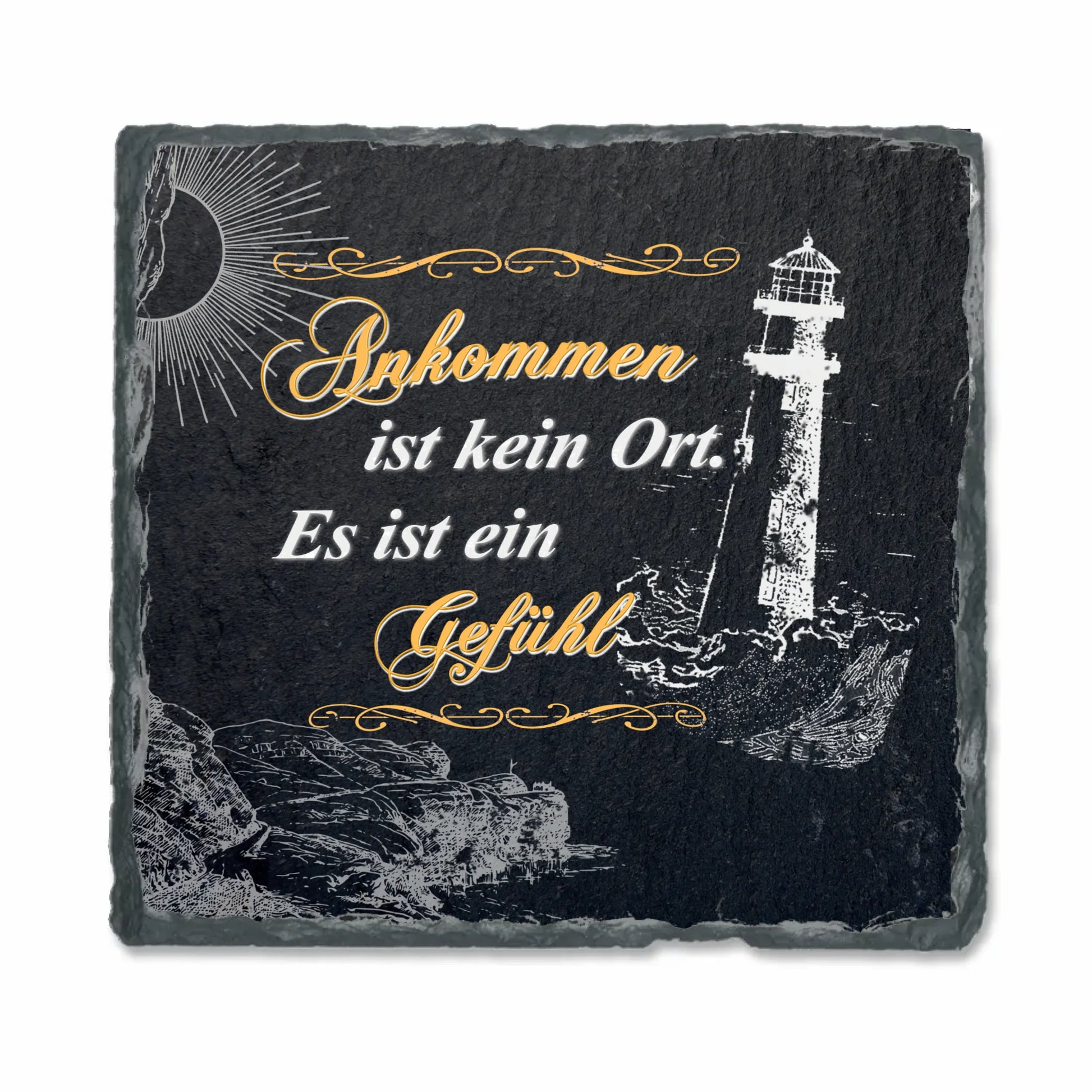 schieferplatte-15x15cm-schwarz-weihnachtsgeschenk-nachbarn-mit-motiv-leuchtturm-und-spruch-ankommen-ist-ein-gefuehl-als-deko-hauseingang