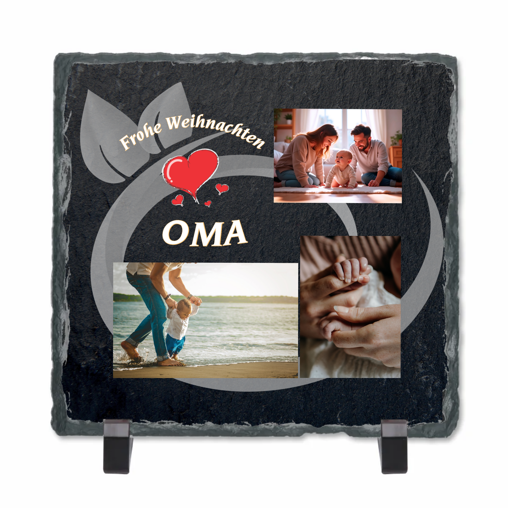 personalisierte-schieferplatte-quadratisch-15x15-cm-design-mit-drei-fotos-und-ausgewählten-motiv-mit-personaliserbaren-schriftzug-frohe-weihnachten-oma