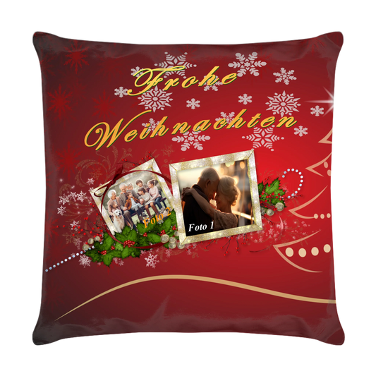 kissen-40x40-cm-rot-rueckseite-personalisiert-mit-zwei-fotos-in-einem-festlichem-rahmen-und-schriftzug-frohe-weihnachten-darueber