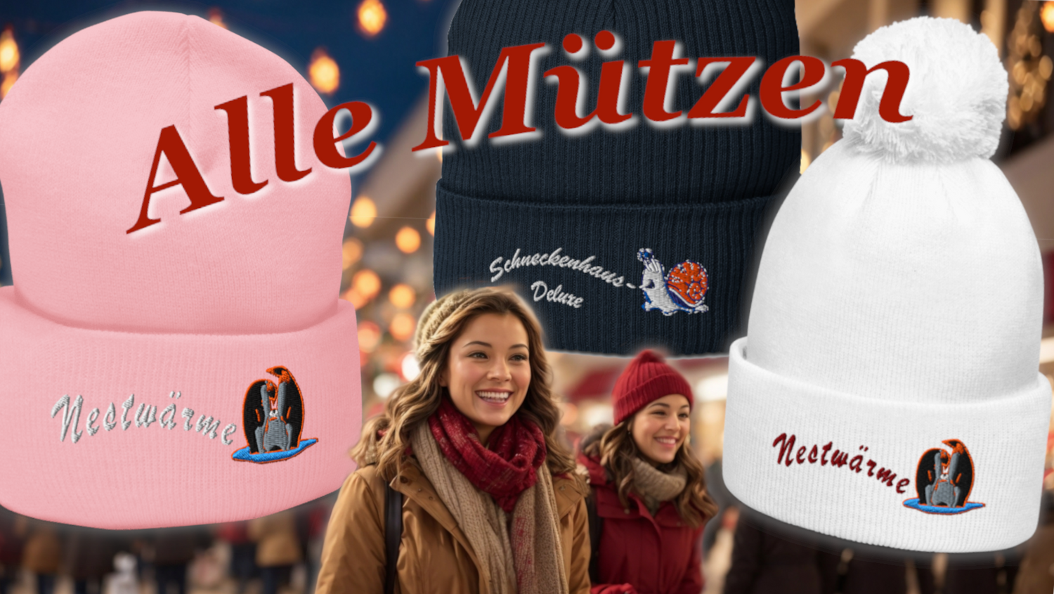 Lustige Mützen für Männer und Frauen mit witzigen Motiven bestickt