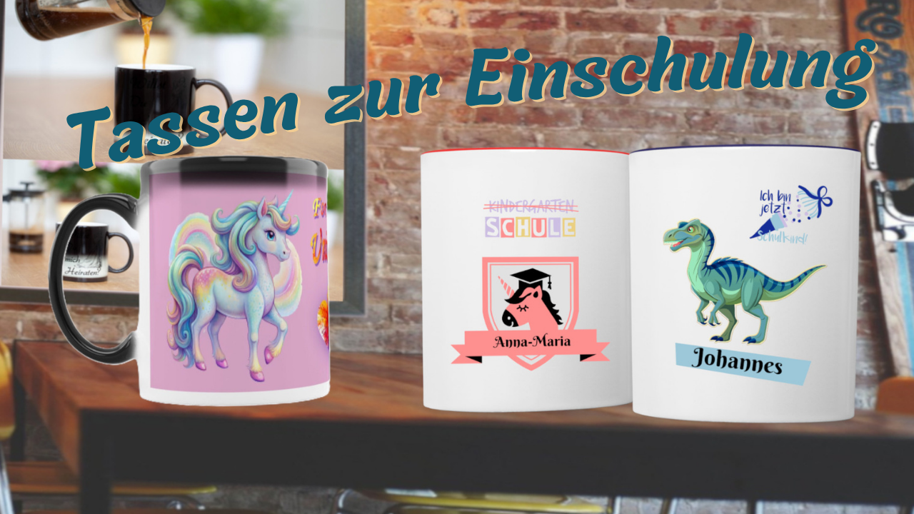 zusammenstellung-farbenfrohe-personalisierte-tassen-fuer-den-ersten-schultag-mit-motiven-wie-einhorn-fuer-maedchen-und-dinosaurier-fuer-jungen-mit-namen