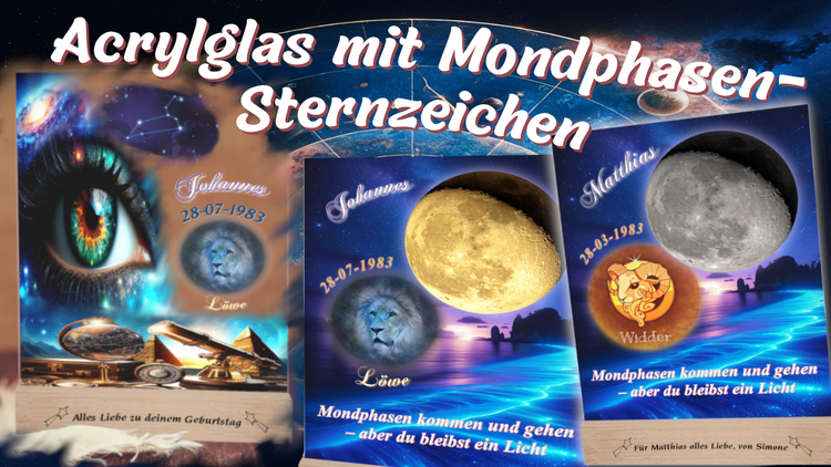 zusammenstellung-acrylglas-fotoaufteller-personalisiert-mit-namen-datum-passenden-sternzeichen-und-mondphasen