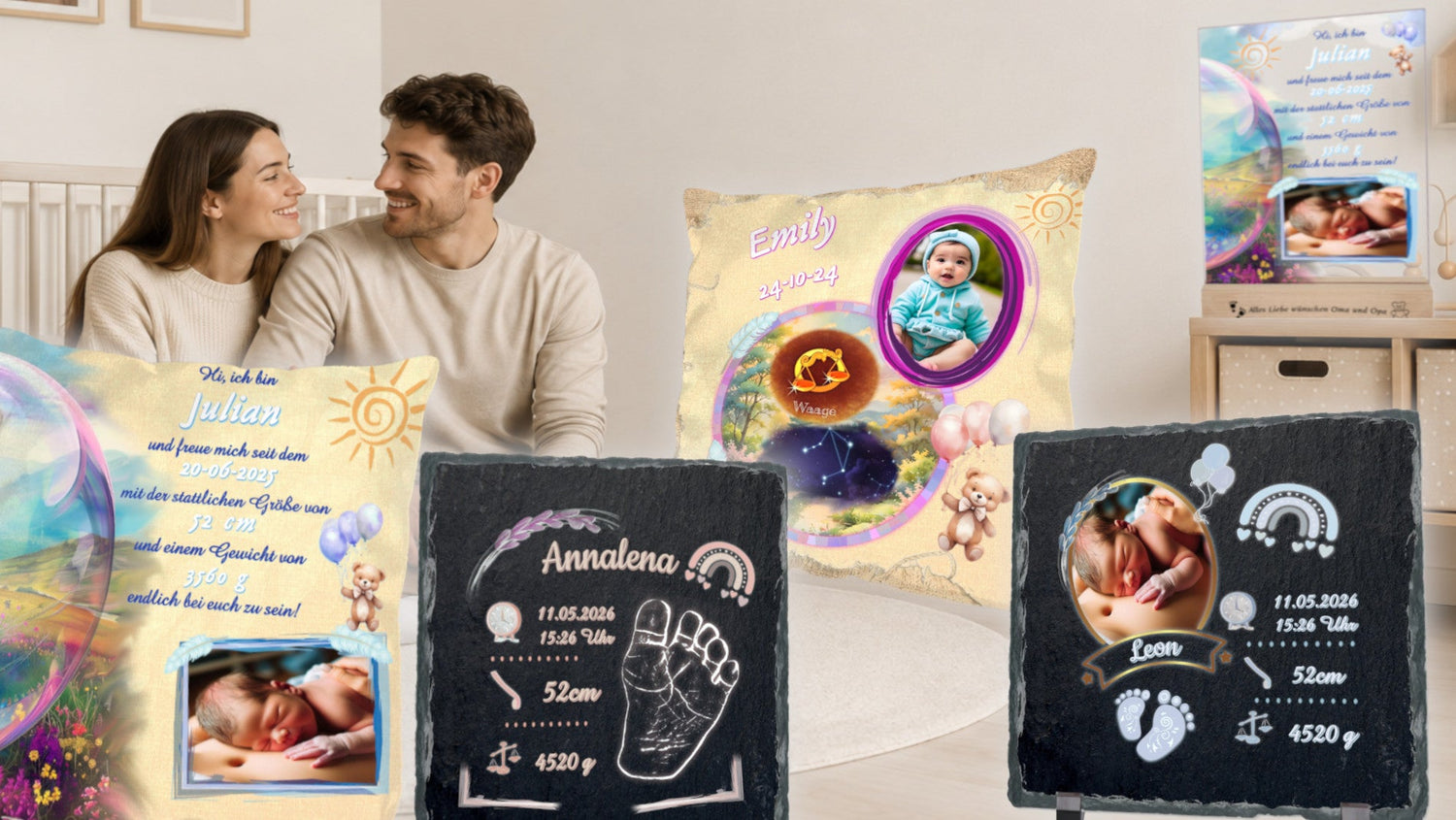 Personalisierte Geschenke zur Geburt für Jungen und Mädchen
