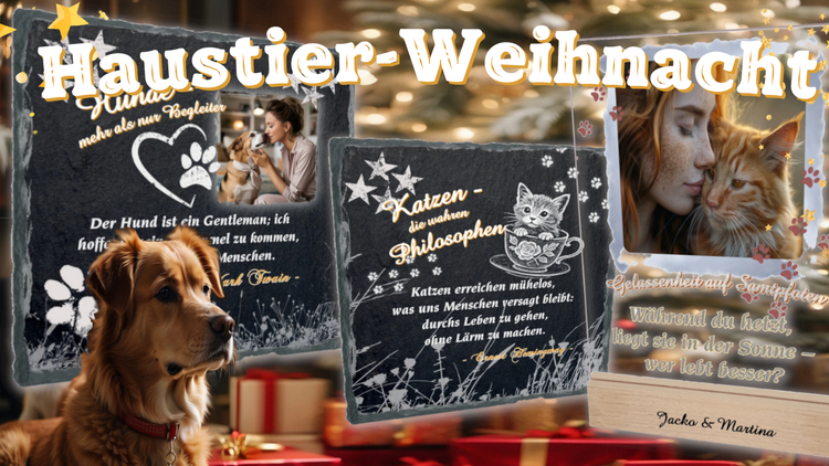 zusammenstellung-weihnachtsgeschenke-fuer-hundebesitzer-und-katzenliebhaber-personalisiertes-acrylglas-mit-foto-und-spruch-schieferplatten-zum-selbst-gestalten-mit-foto-und-text