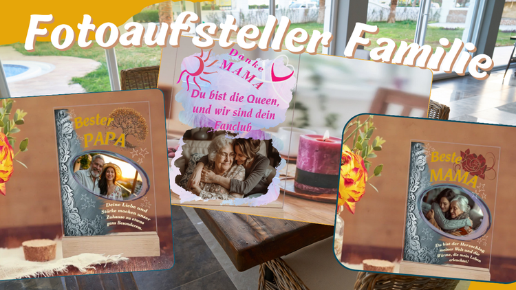 zusammenstellung-verschiedene-acryl-fotoaufsteller-personalisiert-mit fotos-und-spruechen-fuer-mama-papa-und-großeletern