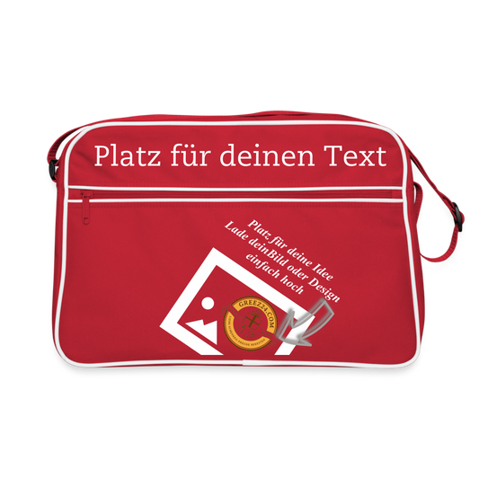 Stylische Retro-Tasche Rot/Weiß - personalisierbar - Rot/Weiß