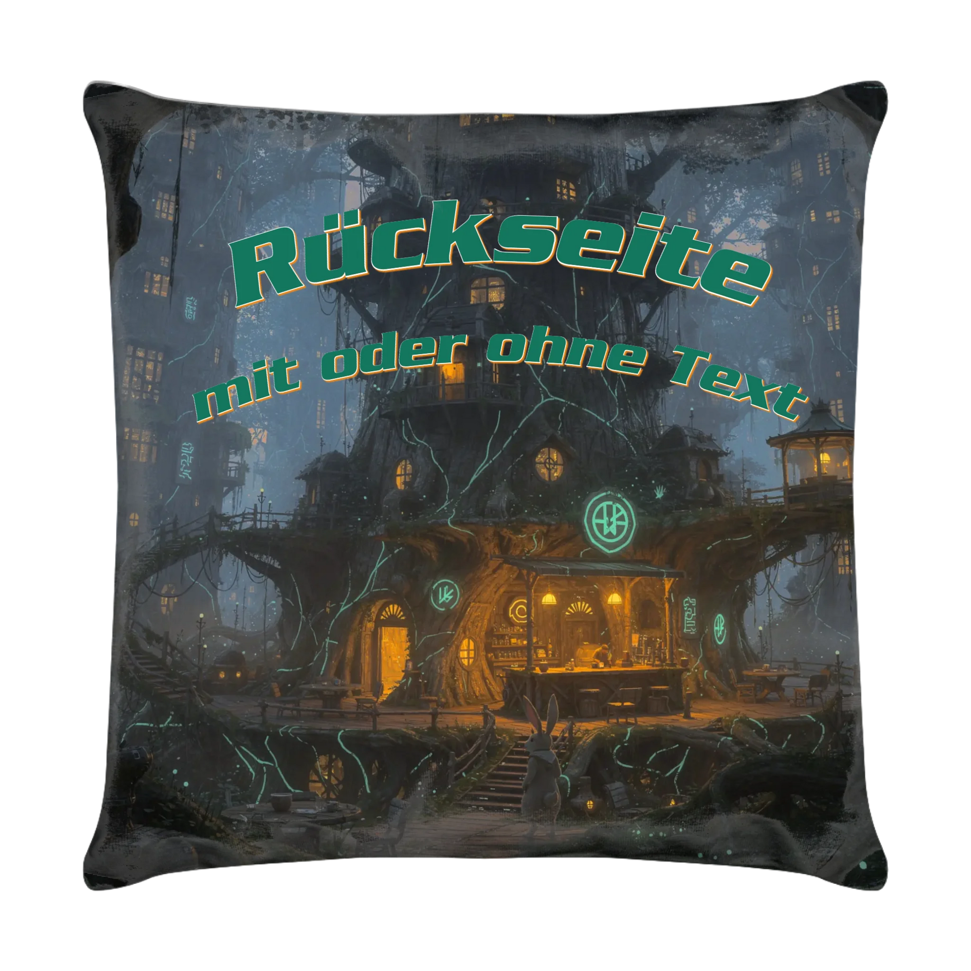 osterkissen-40x40-hasen-paar-rueckseite-mit-futuristischem-wald-optional-mit-eigenem-text