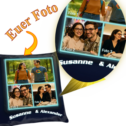 spezielles-geschenk-mit-foto-für-freund-kissen-mit-collage-und-polygon-hase-auf-rueckseite