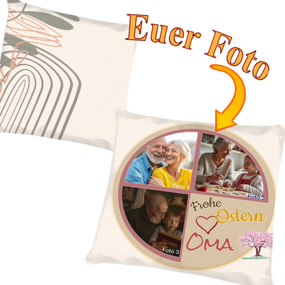 osterkissen-40x40-mit collage-für oma-vorderseite-und-rueckseite